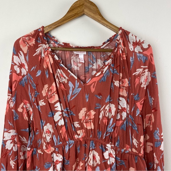 🦋Isabel Maternity Woven Floral Babydoll Top Chiffon Blouse Size XL - Picture 2 of 9